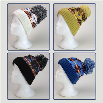 Bonnet d'hiver à pompon. Modèle Aztèque