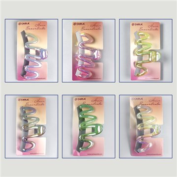 Grande pince à cheveux. 18. Modèle Onde transparente. Assortis