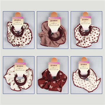 Set scrunchie + gomas pelo. 50. Modelo Rojo. Surtidos