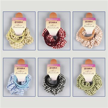 Scrunchie + hair elastics set. 52. Vichy (checkered) model. Assorted