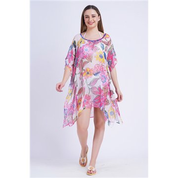 Poncho en mousseline de soie Taille unique/6 imprimés