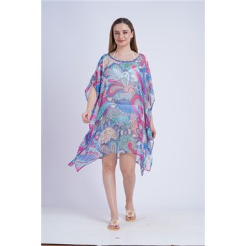 Poncho en mousseline de soie Taille unique/6 imprimés