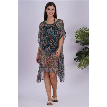 Poncho en mousseline de soie Taille unique/6 imprimés