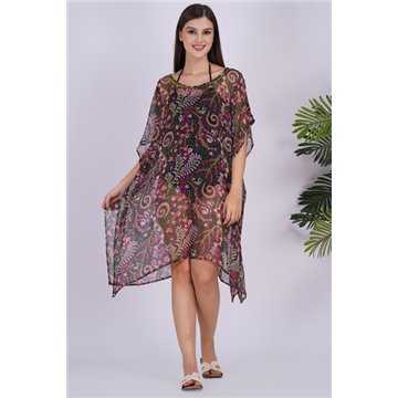 Poncho en mousseline de soie Taille unique/6 imprimés