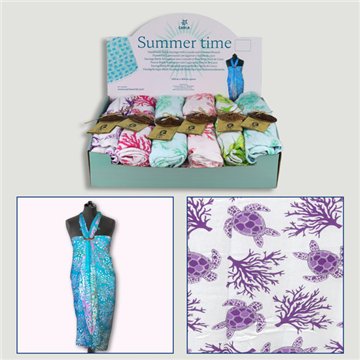 SUMMER TIME. Paréo batik. Tortue corail. Assortis