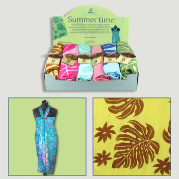 SUMMER TIME. Paréo batik. Feuilles. Assortis