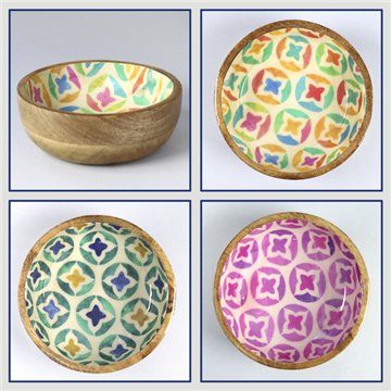 Bol madera mango con esmalte. Modelo cruz. 13x5cm