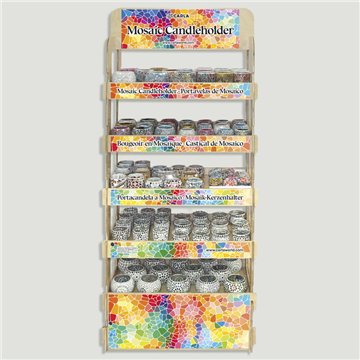 MOSAIC CANDLEHOLDER. Wooden display stand with 350 pieces