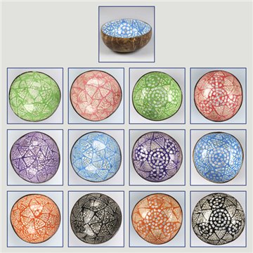 Coconut bowl + mother of pearl. Crackle model 01. 13x5cm