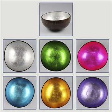 Coconut bowl + mother of pearl. Plain model. 13x5cm