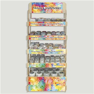 MOSAIC CANDLEHOLDER. Expositor madera con 350 piezas