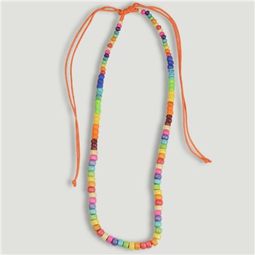 Adjustable beaded necklace. 18. Wood. Assorted