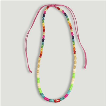 Adjustable beaded necklace. 20. Wood. Assorted