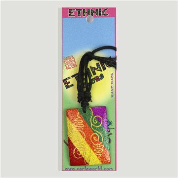 Painted wooden pendant. 53. Neon rectangle