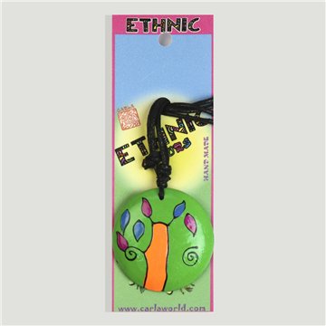 Painted wooden pendant. 57. Round tree