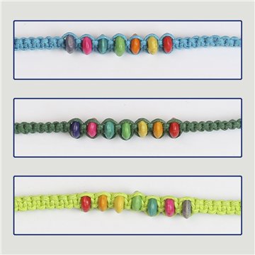 Cord bracelet. 82. Wooden discs. Assorted