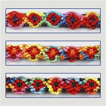 Pulsera cordón. 83. Macramé rombos. Surtidas