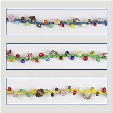 Pulsera cordón. 90. Caracolas y conchas. Surtidas