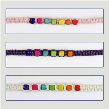 Cord bracelet. 93. Wooden cubes. Assorted