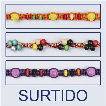 Pulsera cordón. 96. Abalorios surtidos. Surtidas