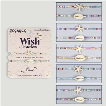 Set 2 pulseras cordón. 26. Estrella y Cypraea. Surtidas