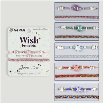 Set 2 pulseras cordón. 40. Estrella + chip. Surtidas