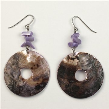 Earrings Rough Mother of Pearl. 07. Flower Model. Assorted