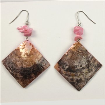 Pendientes Nácar Rugoso. 14. Modelo Rombo. Surtidos