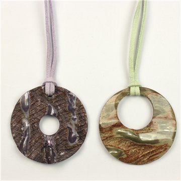 Colgante Nácar Rugoso con cordón. 19. Modelo Donut. Surtidos