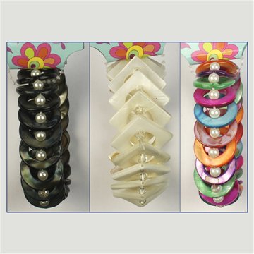 Pulsera Nácar elástica. 41. Modelo Donuts geométricos. Surtidos