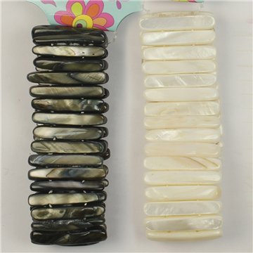 Elastic Mother of Pearl Bracelet. 45. Long Oval Model. Assorted