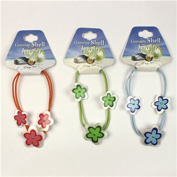 Elastic Band / Elastic Bracelet Painted Mother of Pearl. 52. Flower Model. Assorted