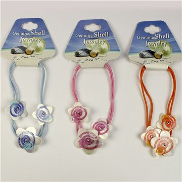 Elastic Band / Elastic Bracelet Painted Mother of Pearl. 64. Flower Model. Assorted