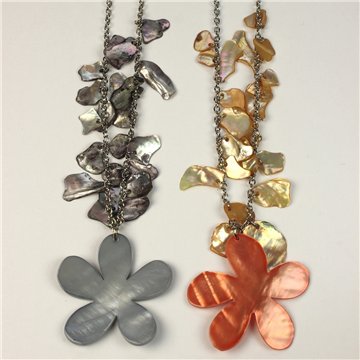 Collar Capiz con chip y metal. 66. Modelo Flor. Surtidos