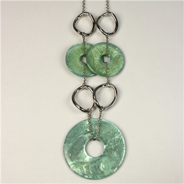 Capiz and metal Necklace. 69. 3 Donuts Model. Assorted