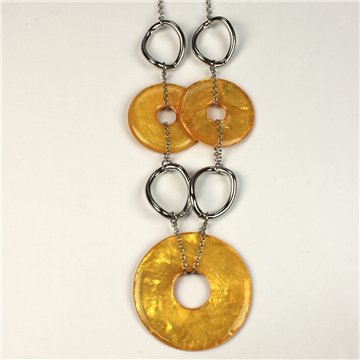 Capiz and metal Necklace. 71. 3 Donuts Model. Assorted