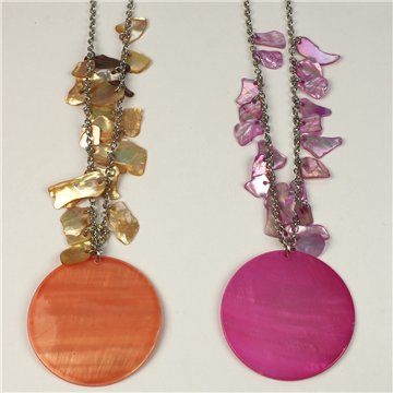 Collar Capiz con chip y metal. 72. Modelo Redonda. Surtidos