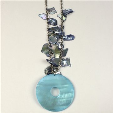 Capiz with chip and metal Necklace. 76. Donut Model. Assorted