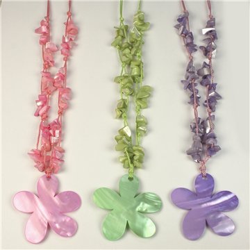 Capiz with chip and metal Necklace. 83. Flower Model. Assorted