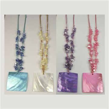 Collar Capiz con chip y metal. 86. Modelo Cuadrado. Surtidos