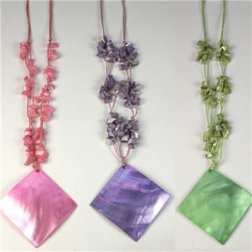 Collar Capiz con chip y metal. 90. Modelo Rombo. Surtidos