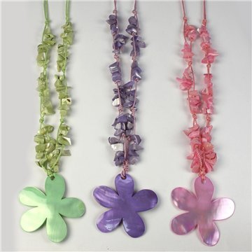 Capiz with chip and metal Necklace. 93. Flower Model. Assorted