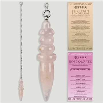 Péndulo egipcio. Cuarzo Rosa con cadena