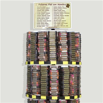PULSERAS PIEL CON NOMBRE.  Expositor con 960 piezas
