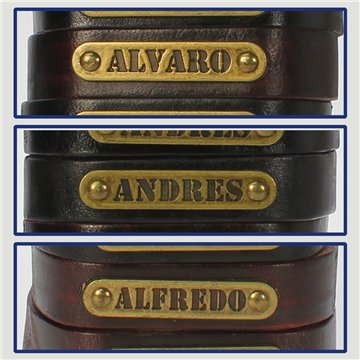 Gancho 06 – Pulsera piel con nombre. Letra A: Álvaro, Andrés y Alfredo