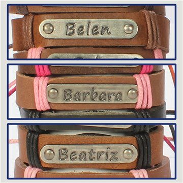 Gancho 11 – Pulsera piel con nombre. Letra B: Belén, Bárbara y Beatriz