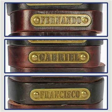 Gancho 22 – Pulsera piel con nombre. Letras F,G: Fernando, Gabriel y Francisco