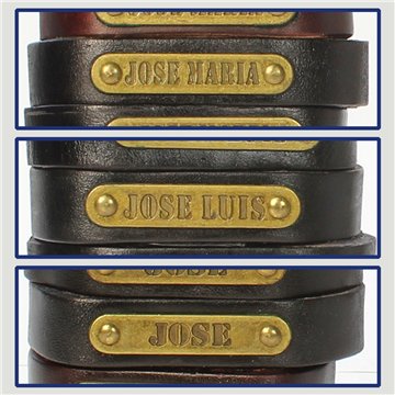 Gancho 32 – Pulsera piel con nombre. Letra J: Jose María, Jose Luis y José