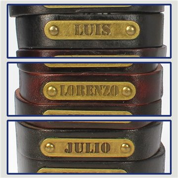 Gancho 36 – Pulsera piel con nombre. Letras J,L: Luis, Lorenzo y Julio