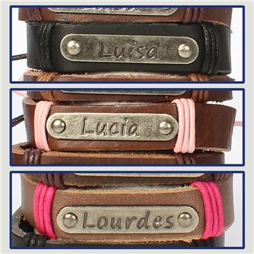 Gancho 37 – Pulsera piel con nombre. Letra L: Luisa, Lucía y Lourdes